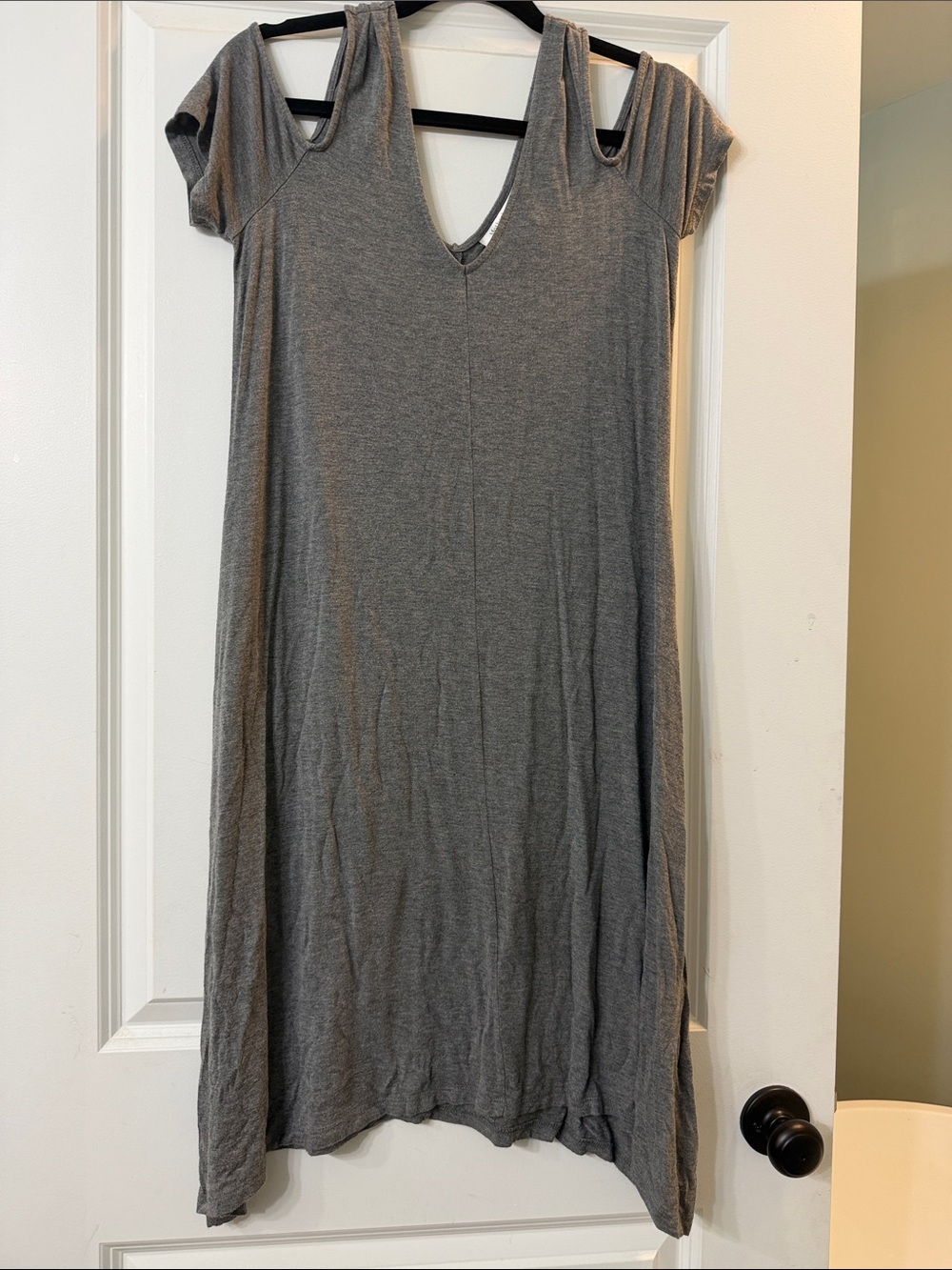 Maternity Gray Cold-Shoulder dress